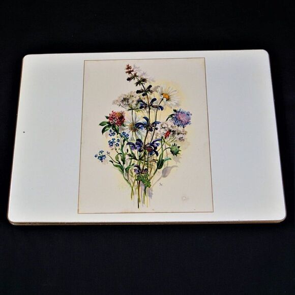 Placemats Wild Flower Pattern Cork Backed  Set of 4 Made In England - Picture 5 of 8